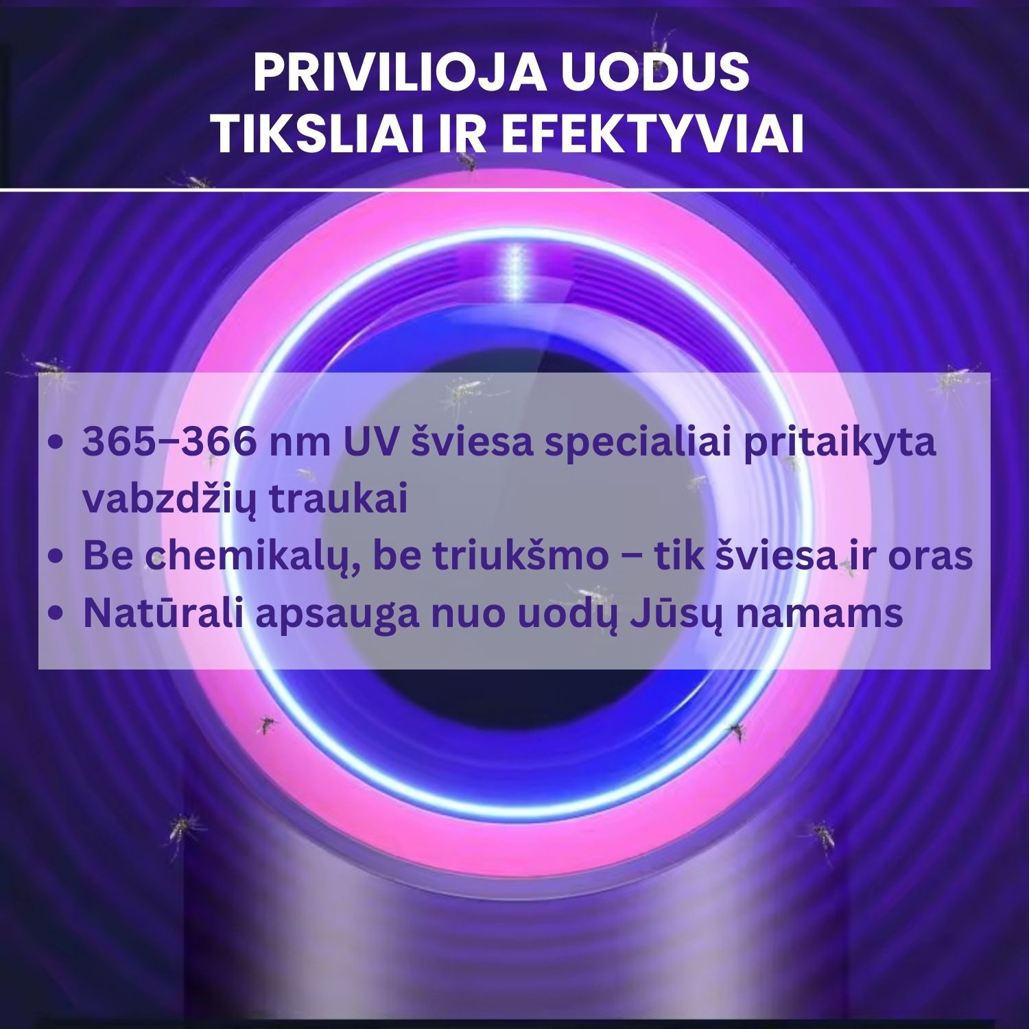 elektrinis vabzdziu naikintuvas – uodų gaudymo prietaiso iliustracija